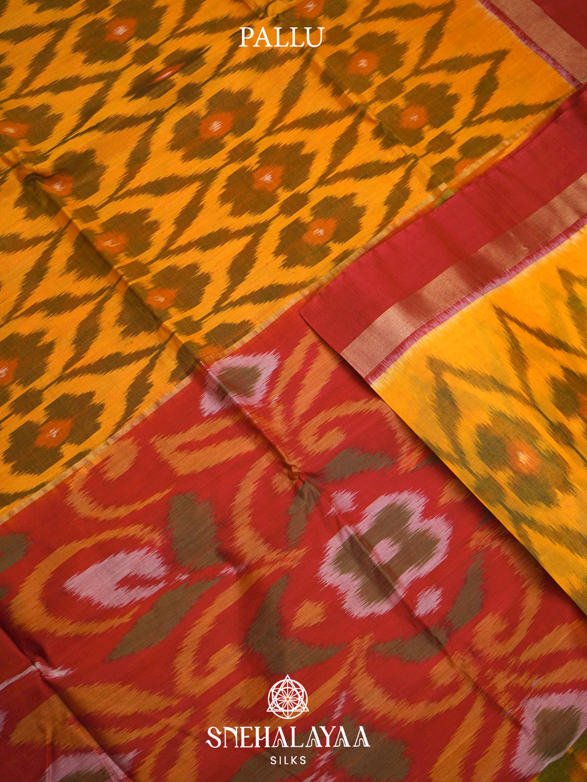 Mango Yellow  Ikkat Silk Cotton Saree