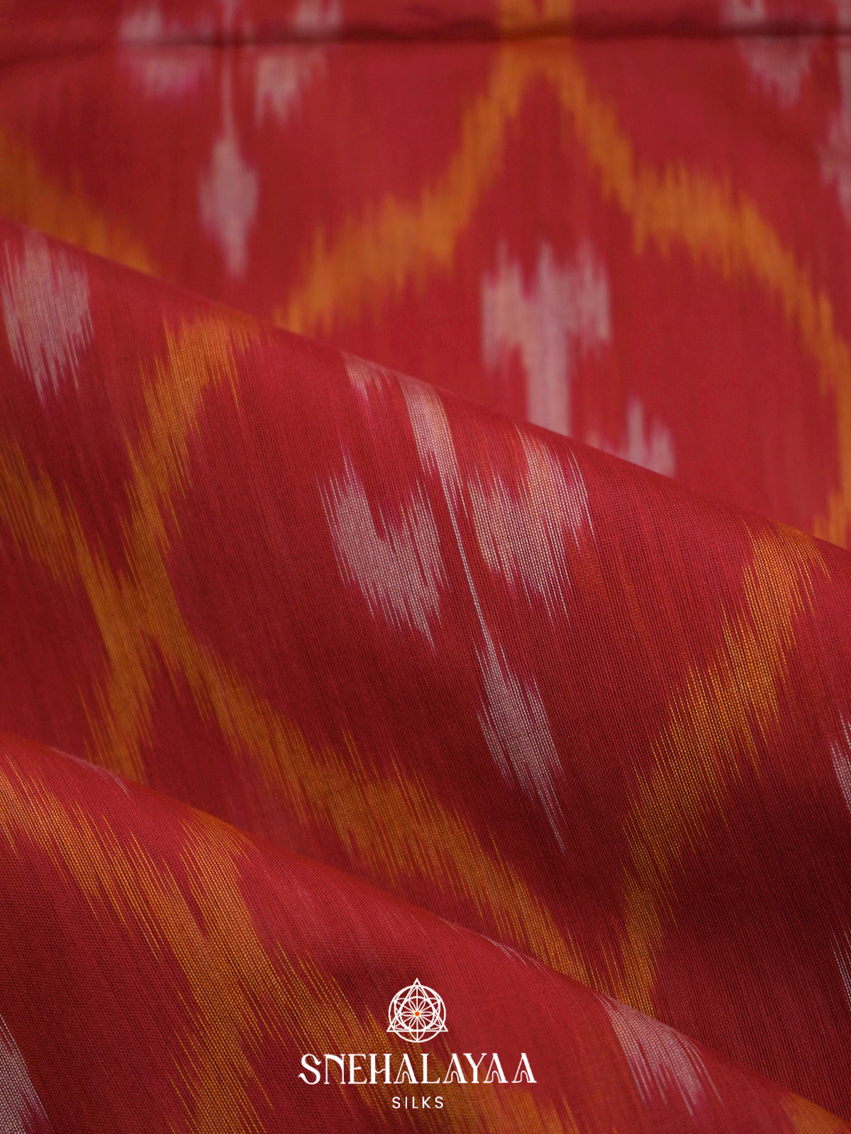 Maroon  Ikkat Silk Cotton Saree