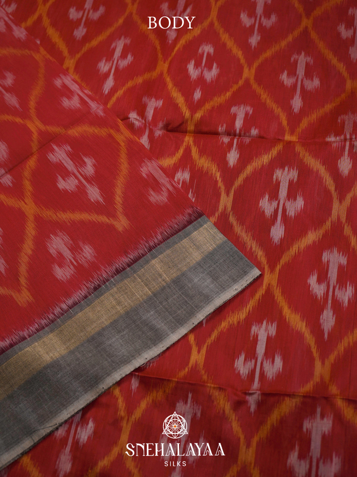 Maroon  Ikkat Silk Cotton Saree