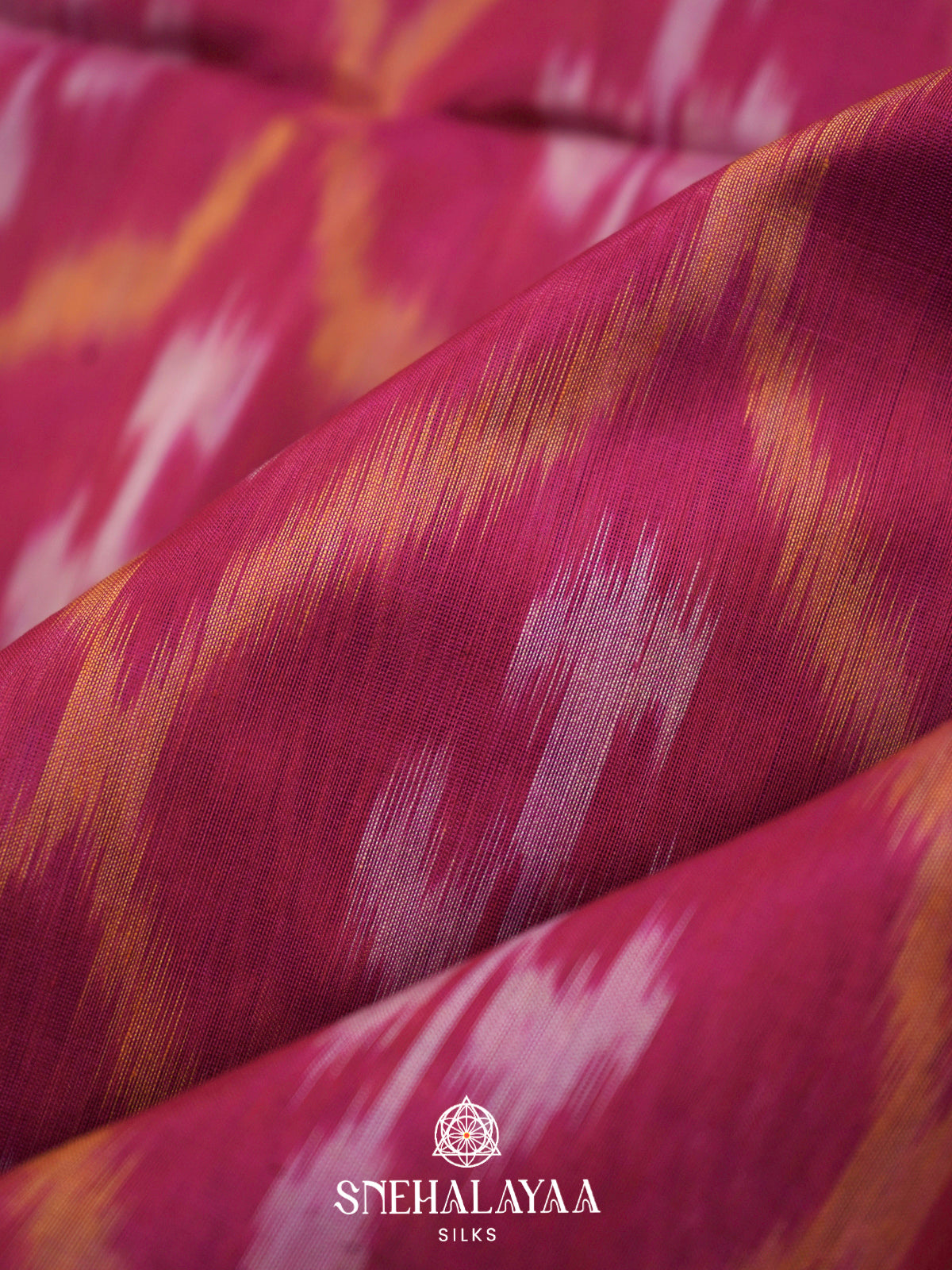 Pink  Ikkat Silk Cotton Saree