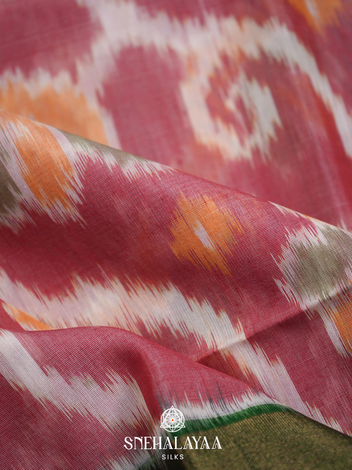 Mauve Pink  Ikkat Silk Cotton Saree