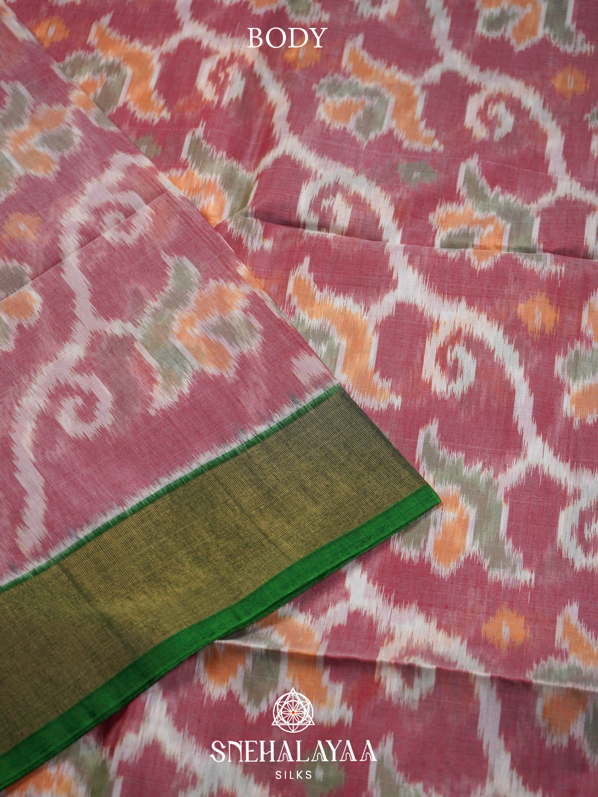 Mauve Pink  Ikkat Silk Cotton Saree