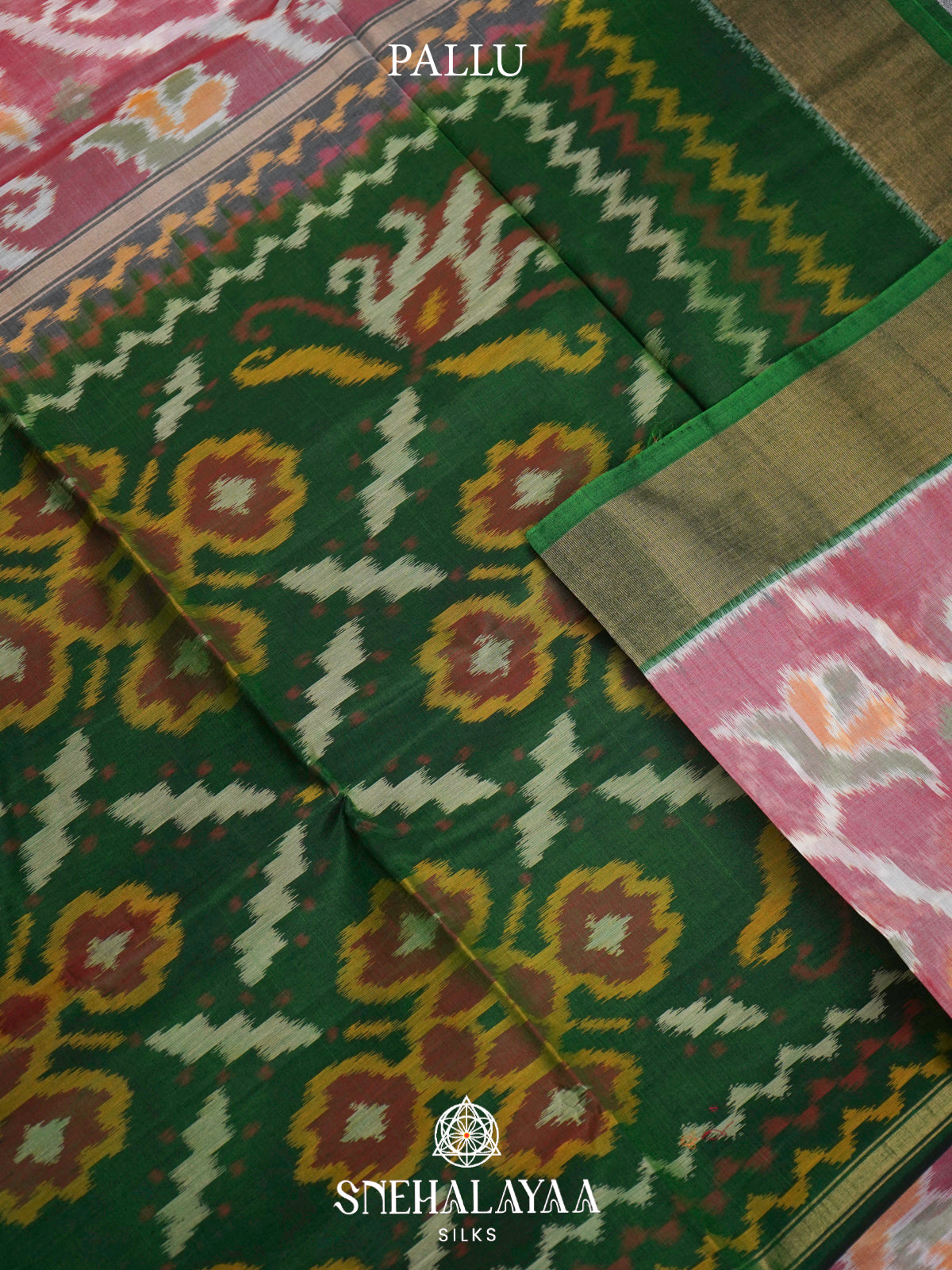 Mauve Pink  Ikkat Silk Cotton Saree