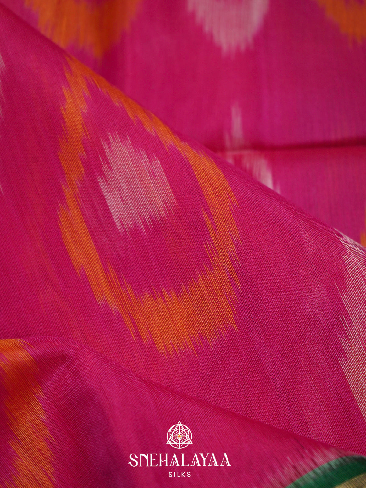 Pink  Ikkat Silk Cotton Saree