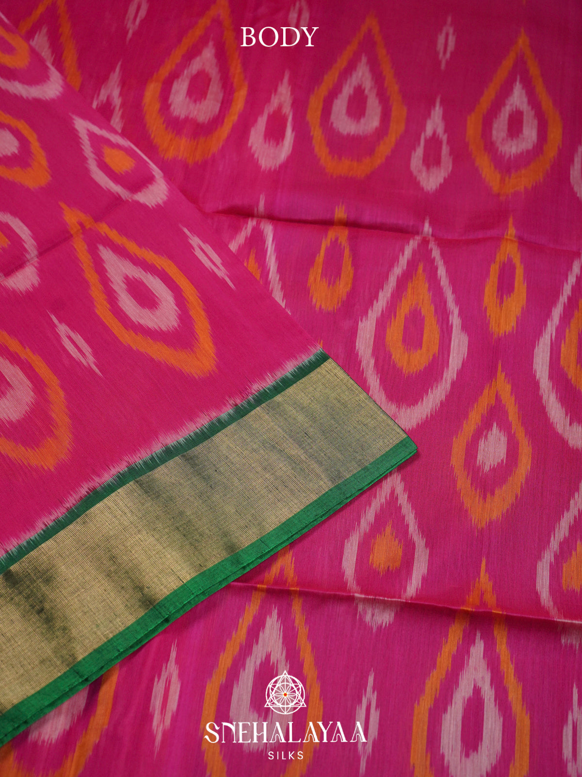 Pink  Ikkat Silk Cotton Saree