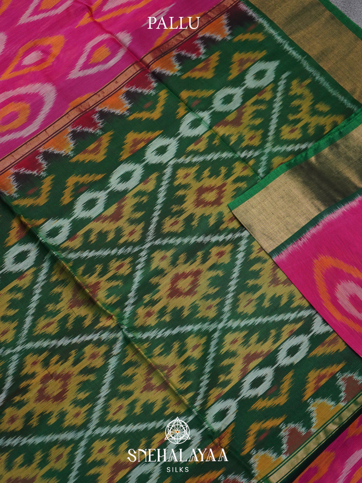 Pink  Ikkat Silk Cotton Saree