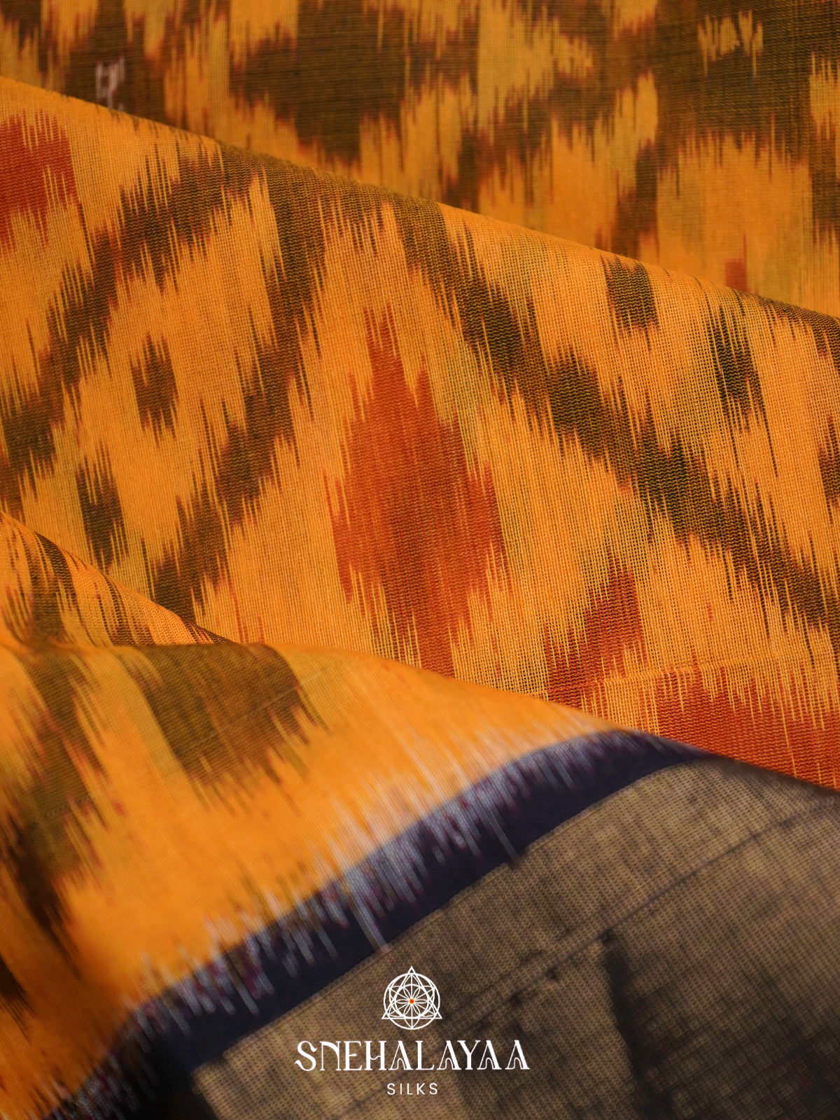Mango Yellow  Ikkat Silk Cotton Saree