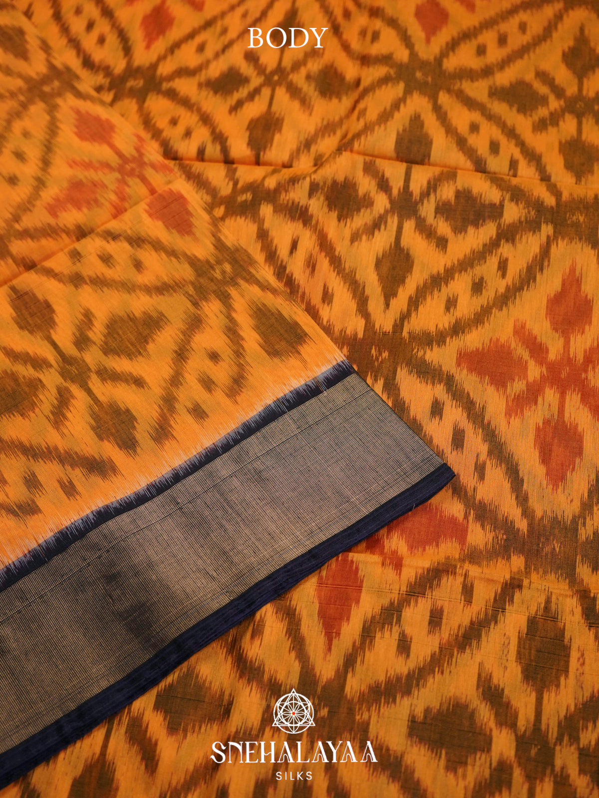 Mango Yellow  Ikkat Silk Cotton Saree