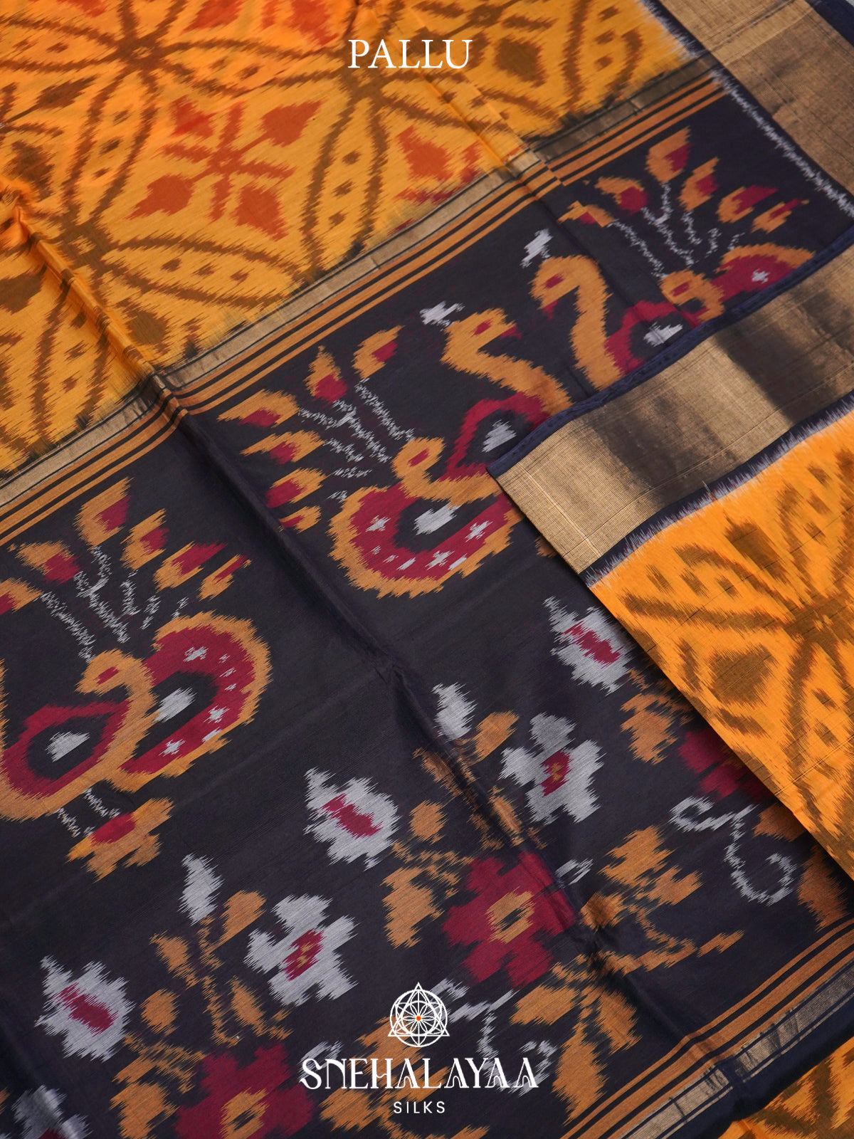 Mango Yellow  Ikkat Silk Cotton Saree
