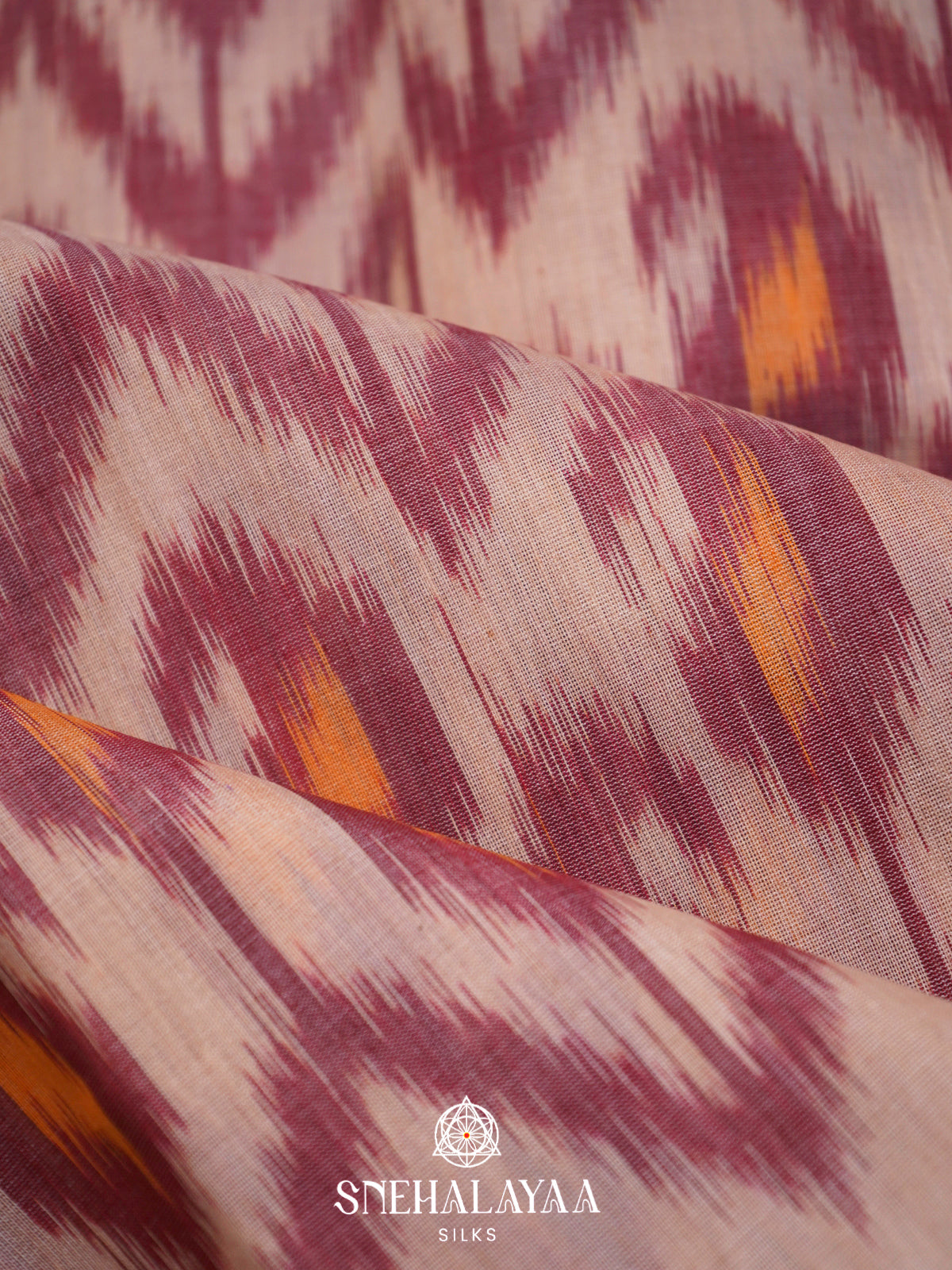 Brown  Ikkat Silk Cotton Saree