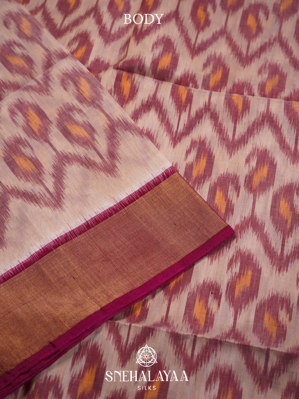 Brown  Ikkat Silk Cotton Saree