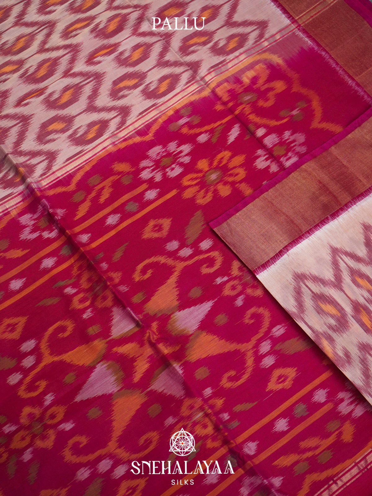 Brown  Ikkat Silk Cotton Saree