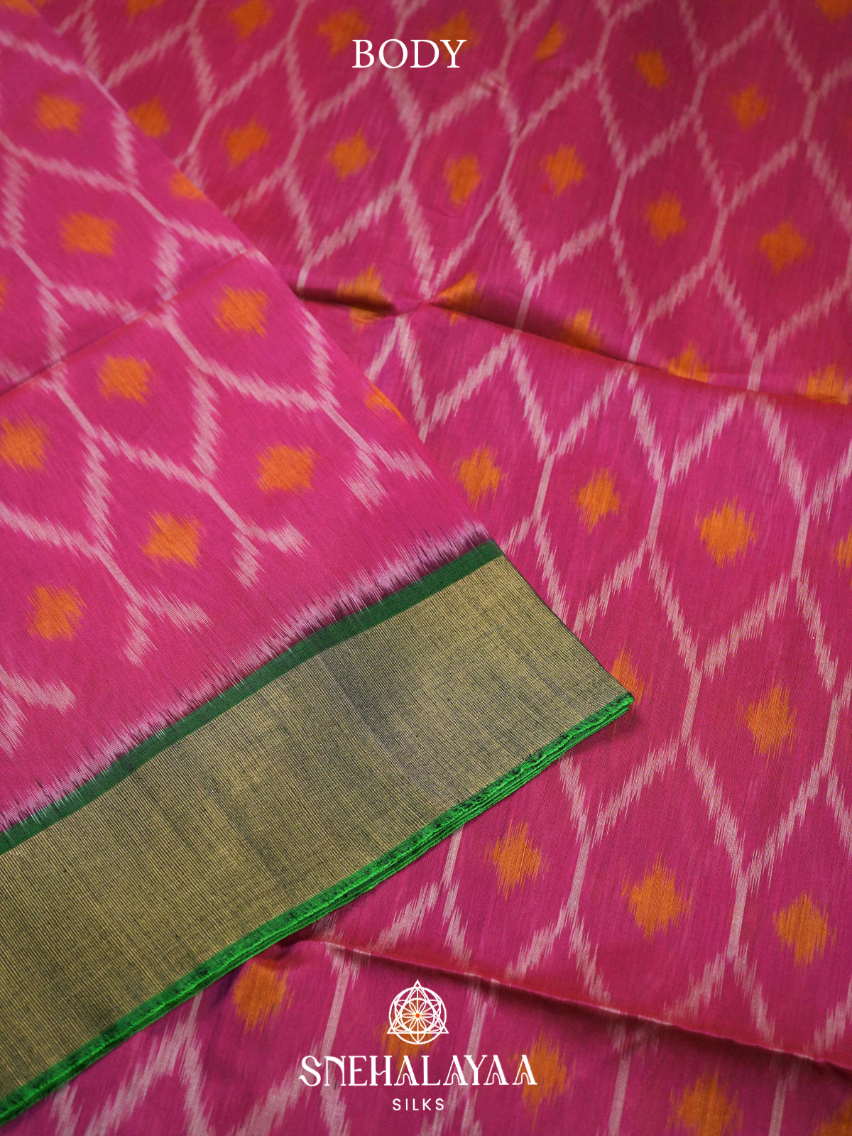 Pink  Ikkat Silk Cotton Saree