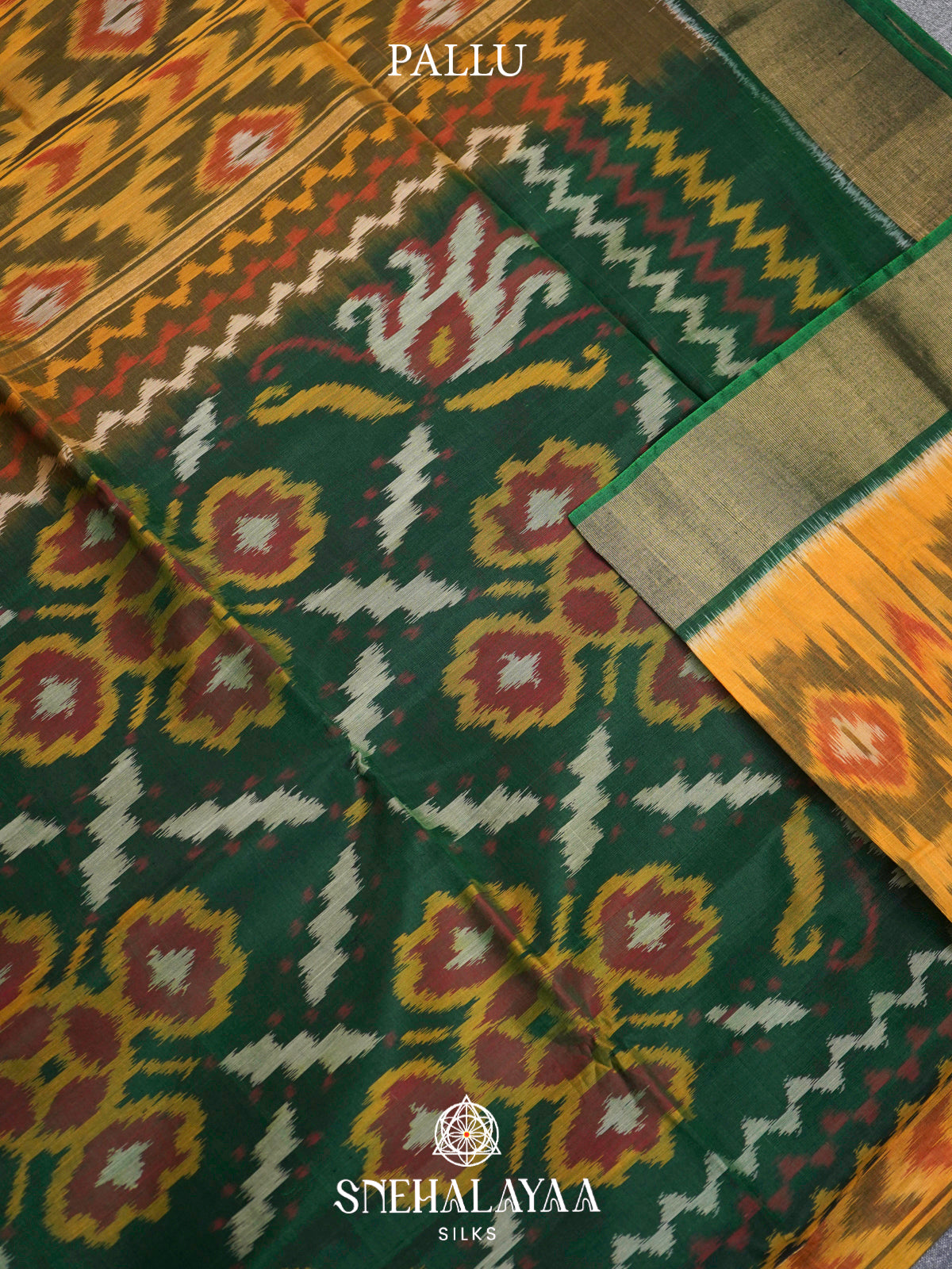 Mango Yellow  Ikkat Silk Cotton Saree