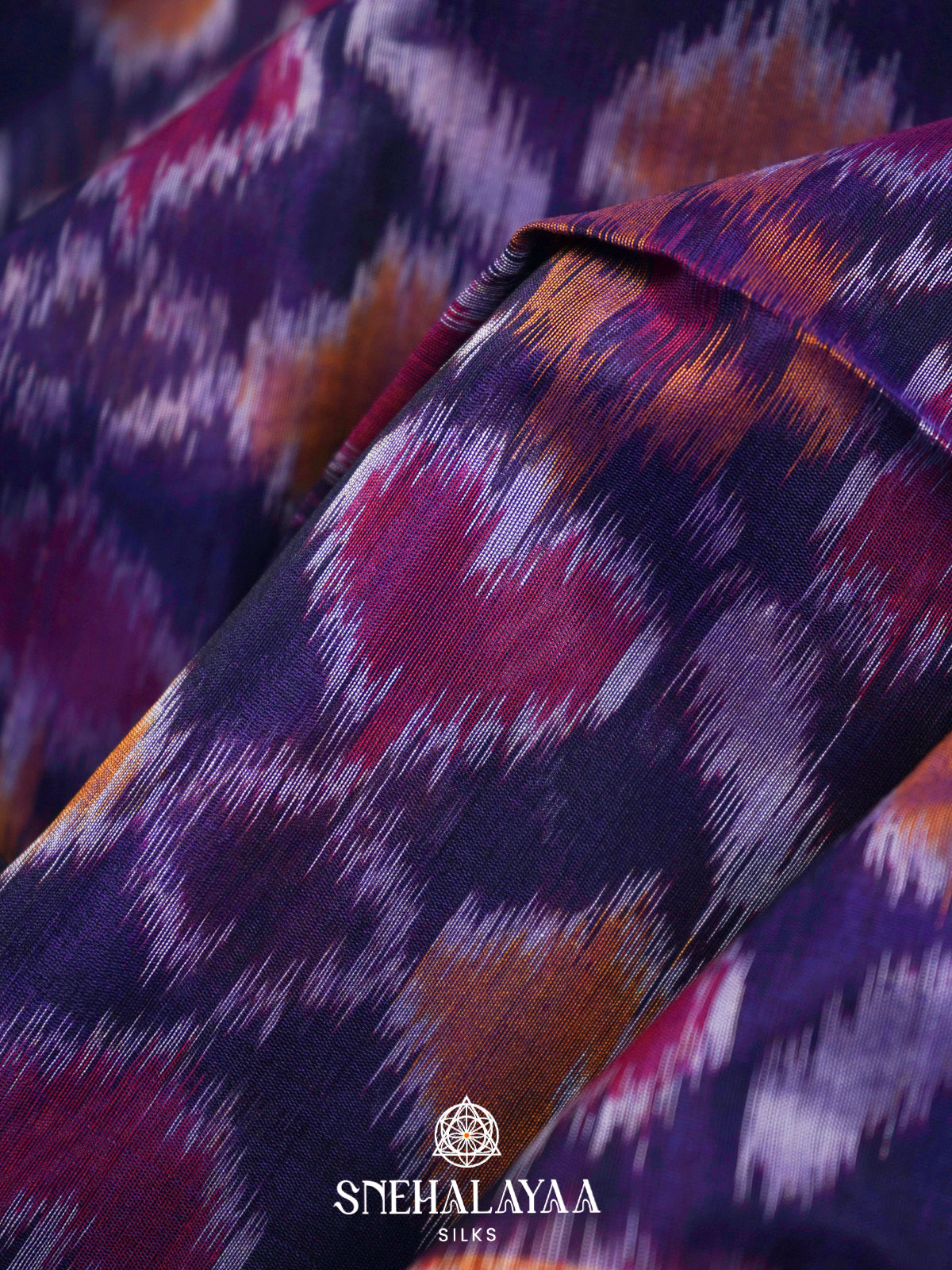 Purple  Ikkat Silk Cotton Saree
