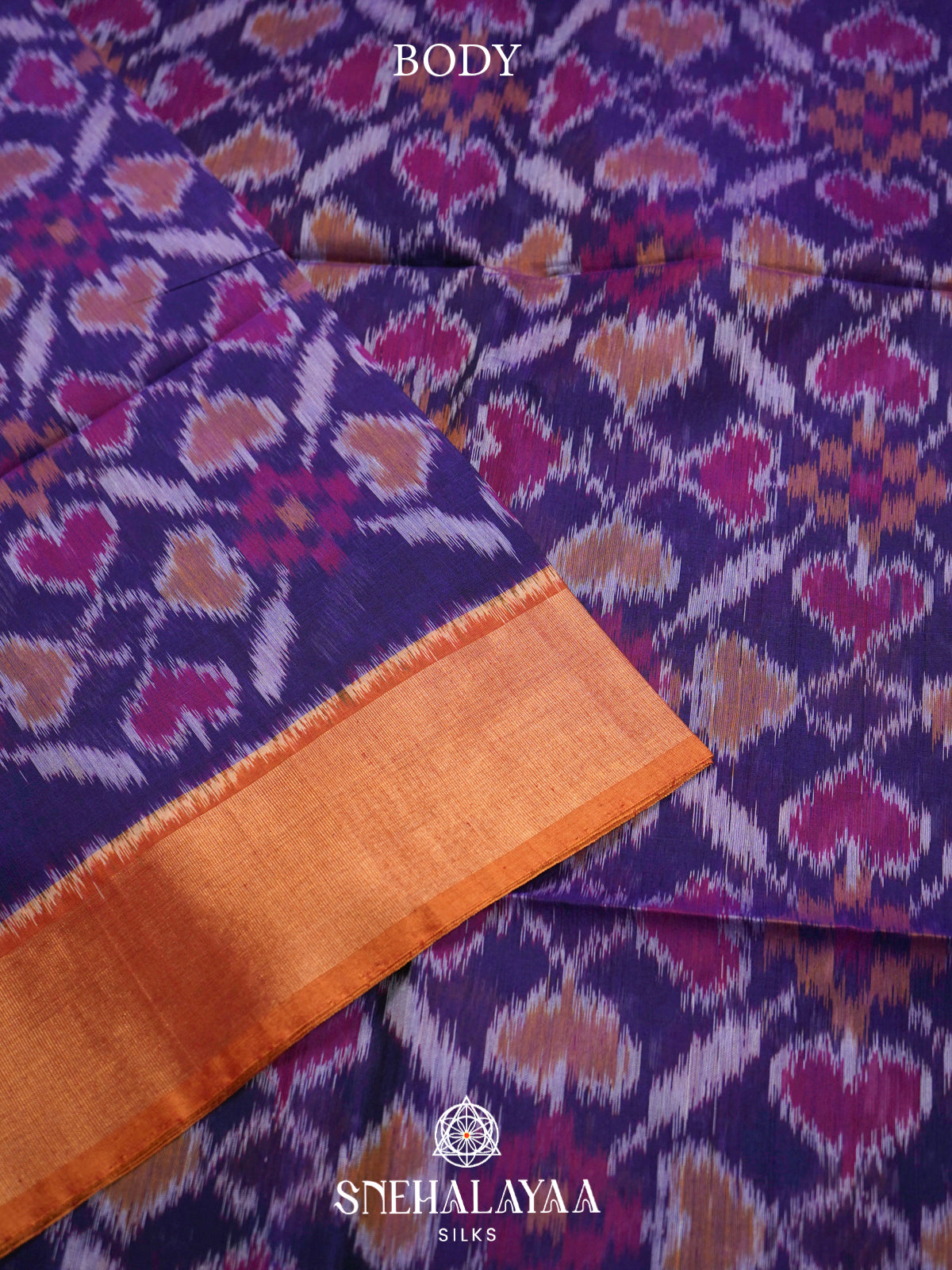 Purple  Ikkat Silk Cotton Saree