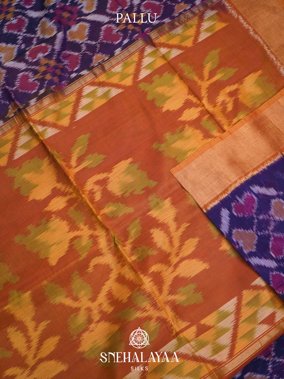 Purple  Ikkat Silk Cotton Saree
