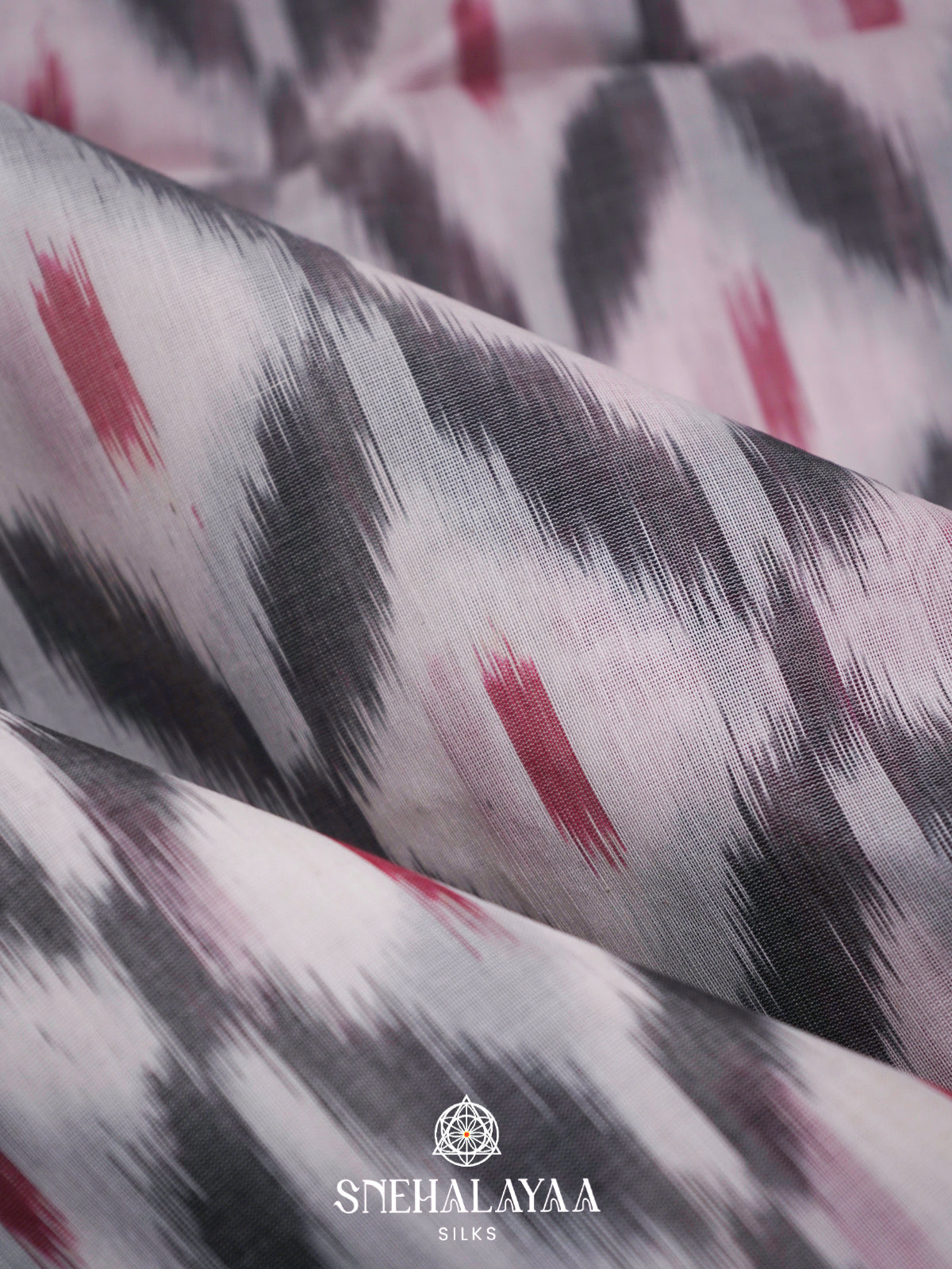Grey  Ikkat Silk Cotton Saree