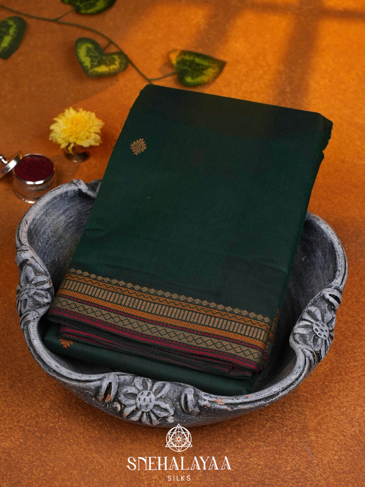Forest Green  Kanchi Cotton Saree