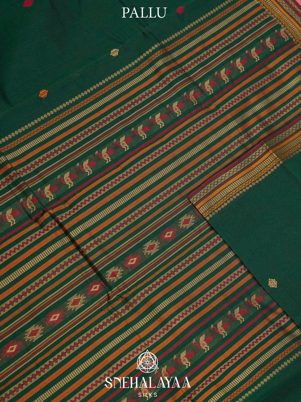 Forest Green  Kanchi Cotton Saree