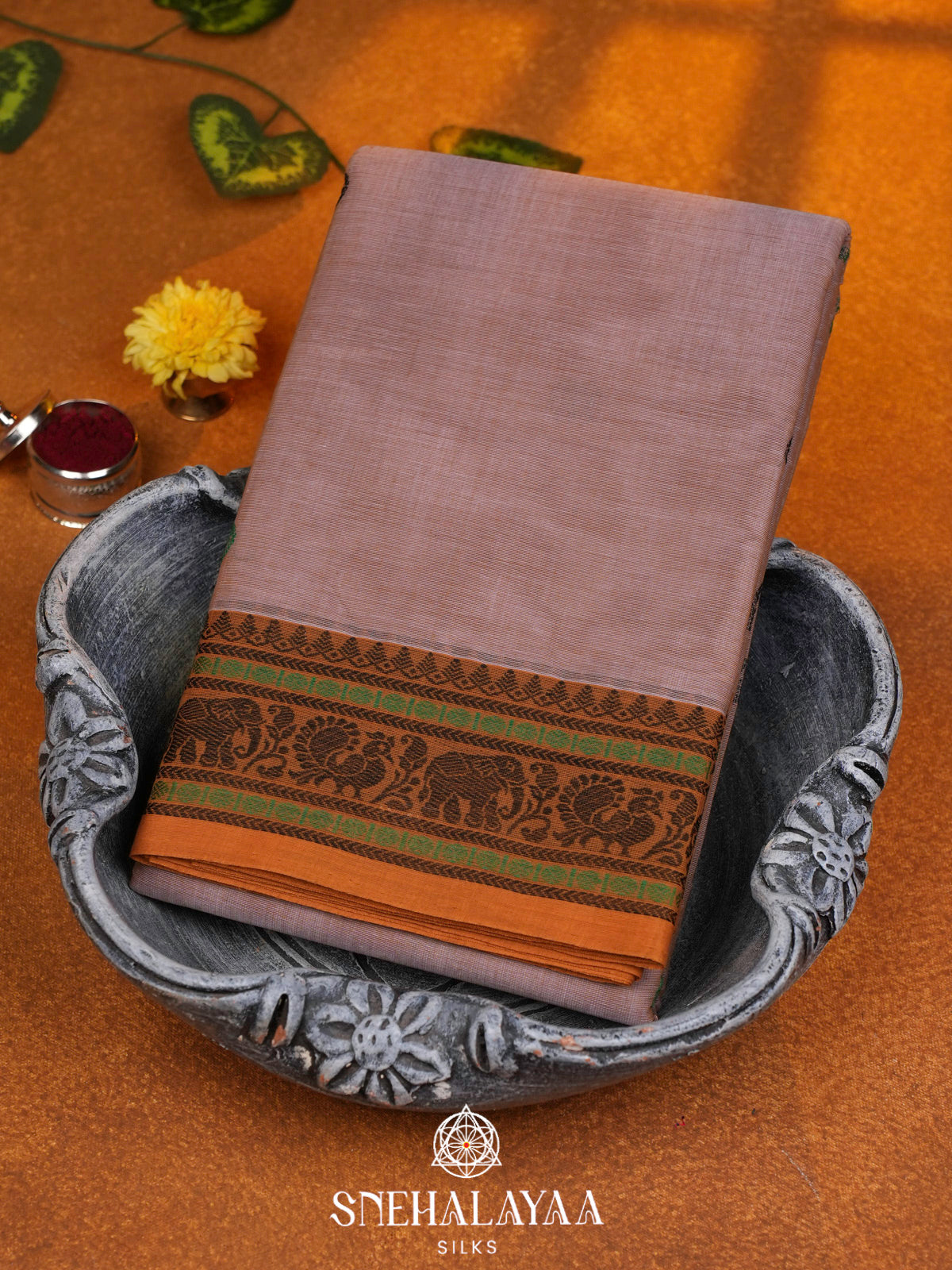 Pale Peach  Kanchi Cotton Saree