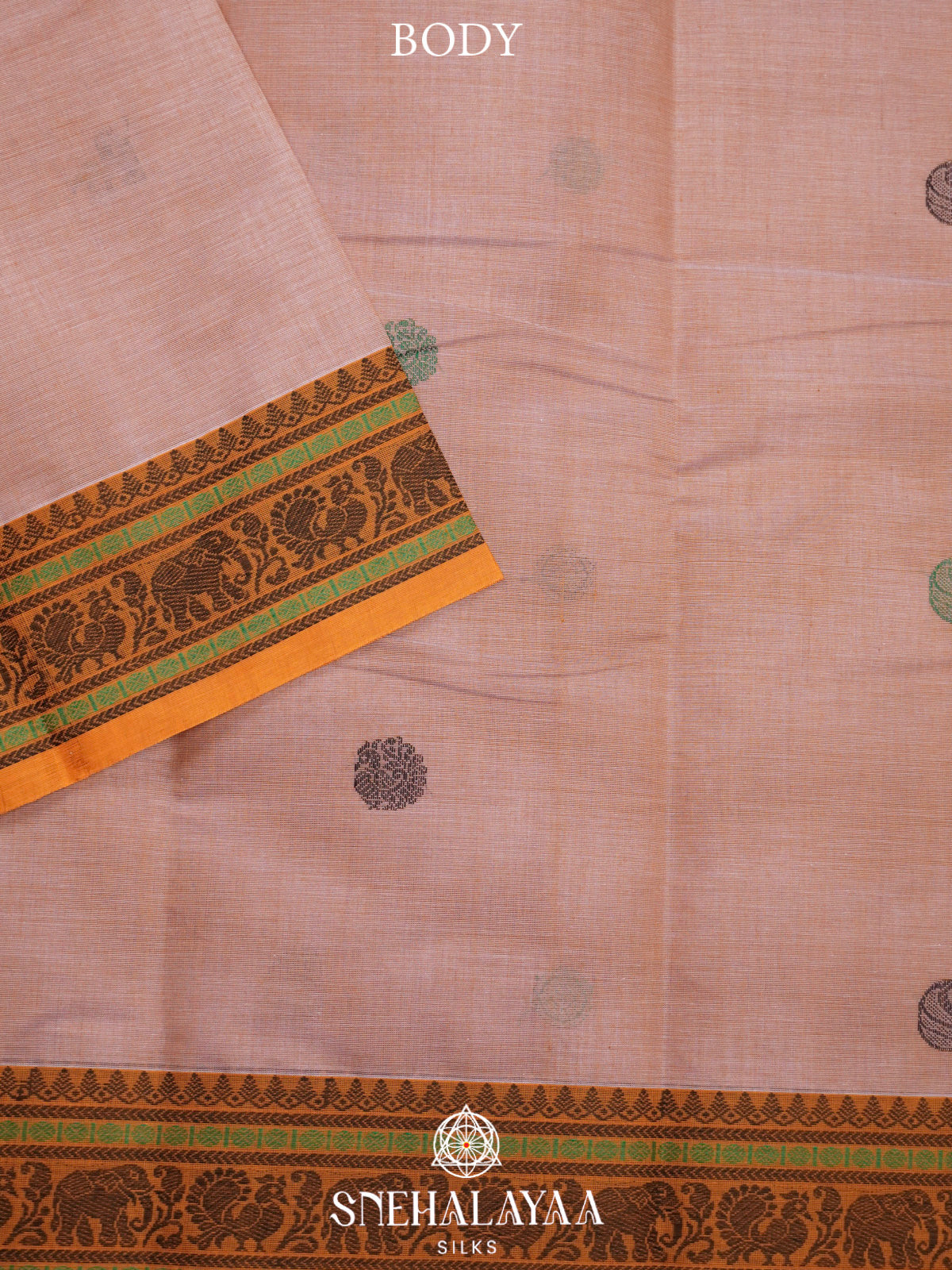Pale Peach  Kanchi Cotton Saree
