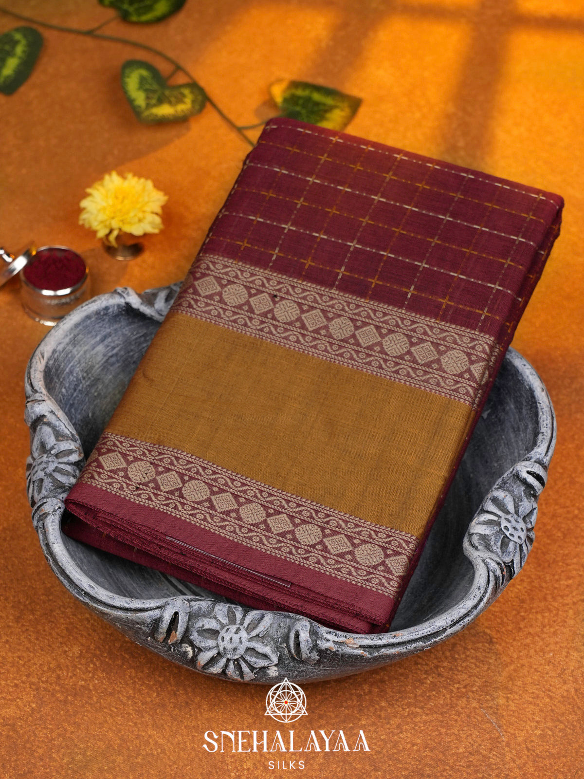 Maroon  Kanchi Cotton Saree