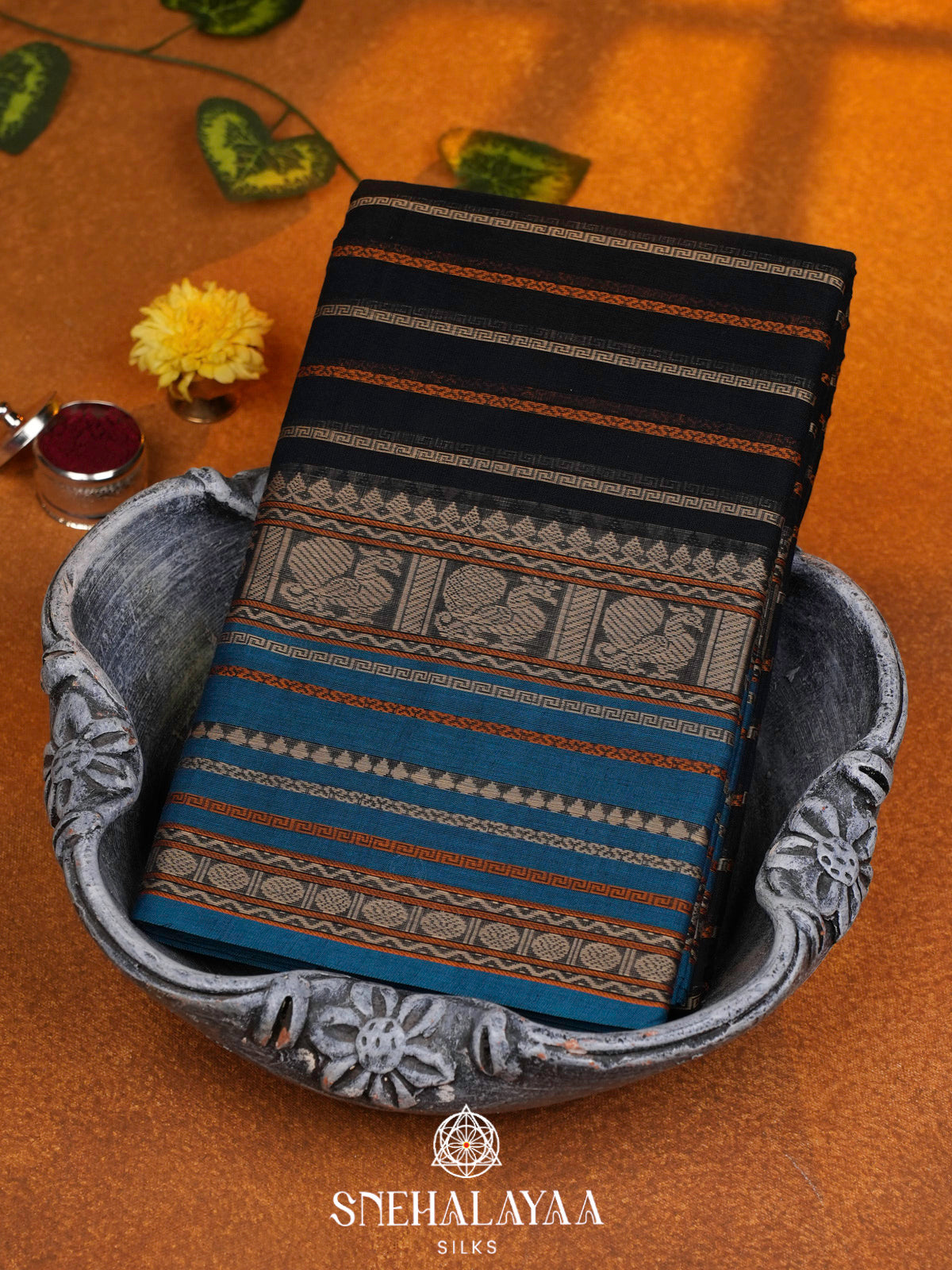 Black  Kanchi Cotton Saree