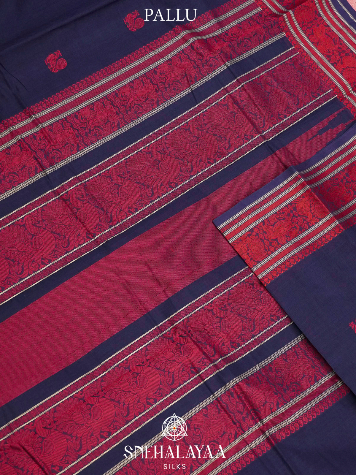 Navy Blue  Kanchi Cotton Saree