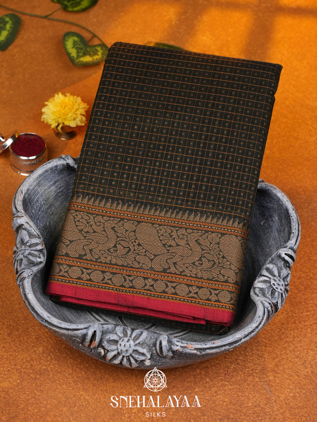 Forest Green  Kanchi Cotton Saree