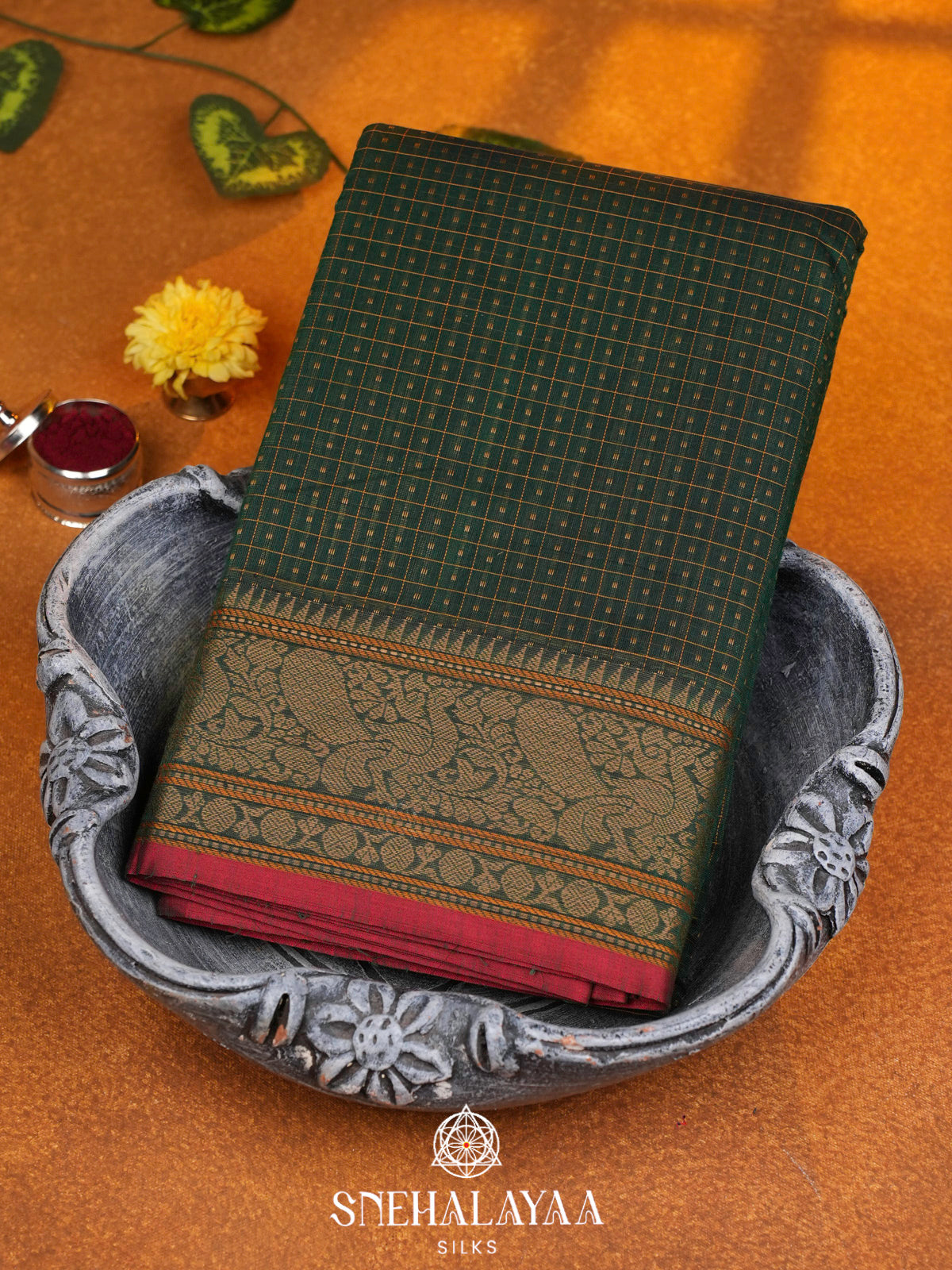 Forest Green  Kanchi Cotton Saree
