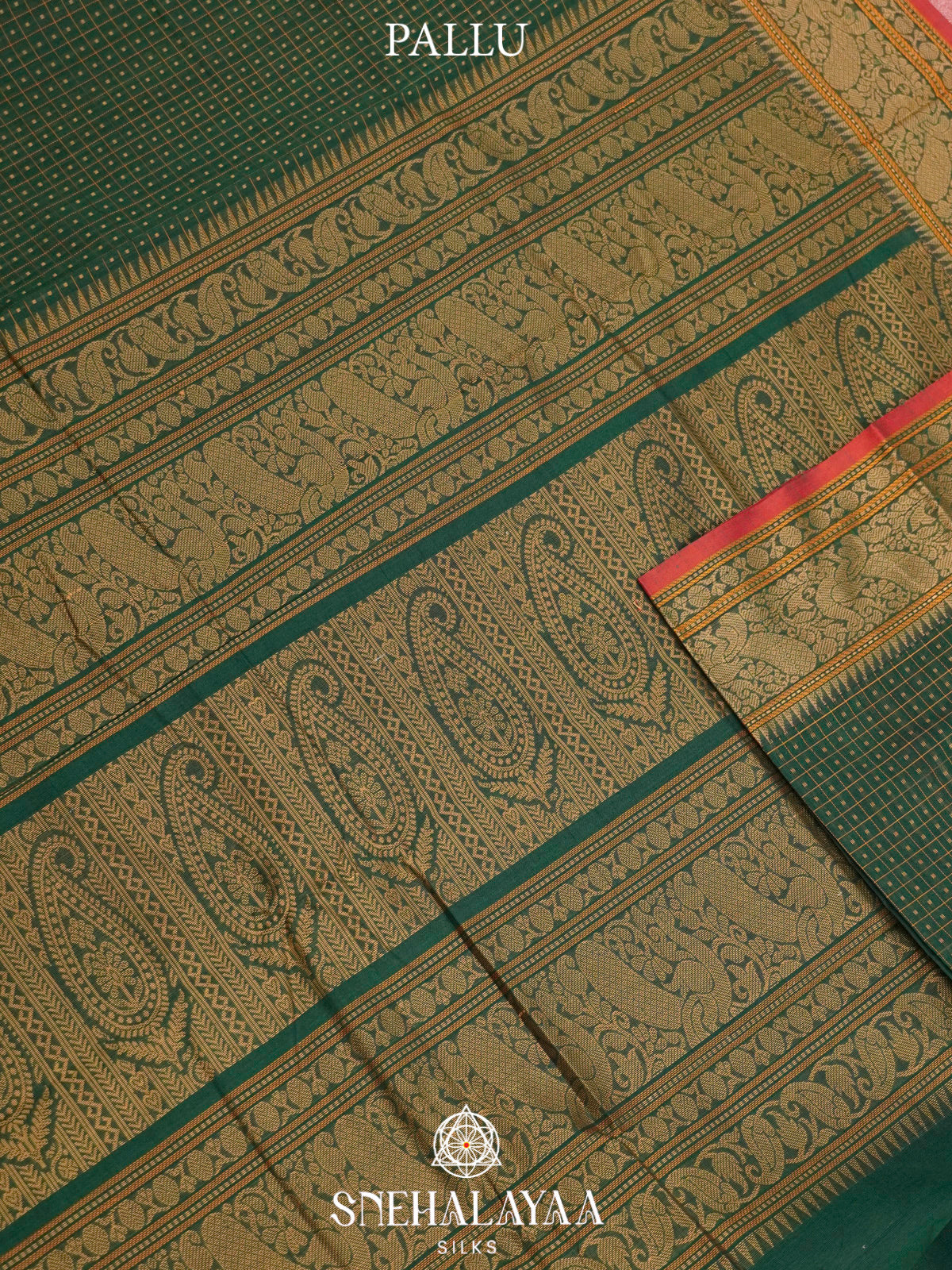 Forest Green  Kanchi Cotton Saree