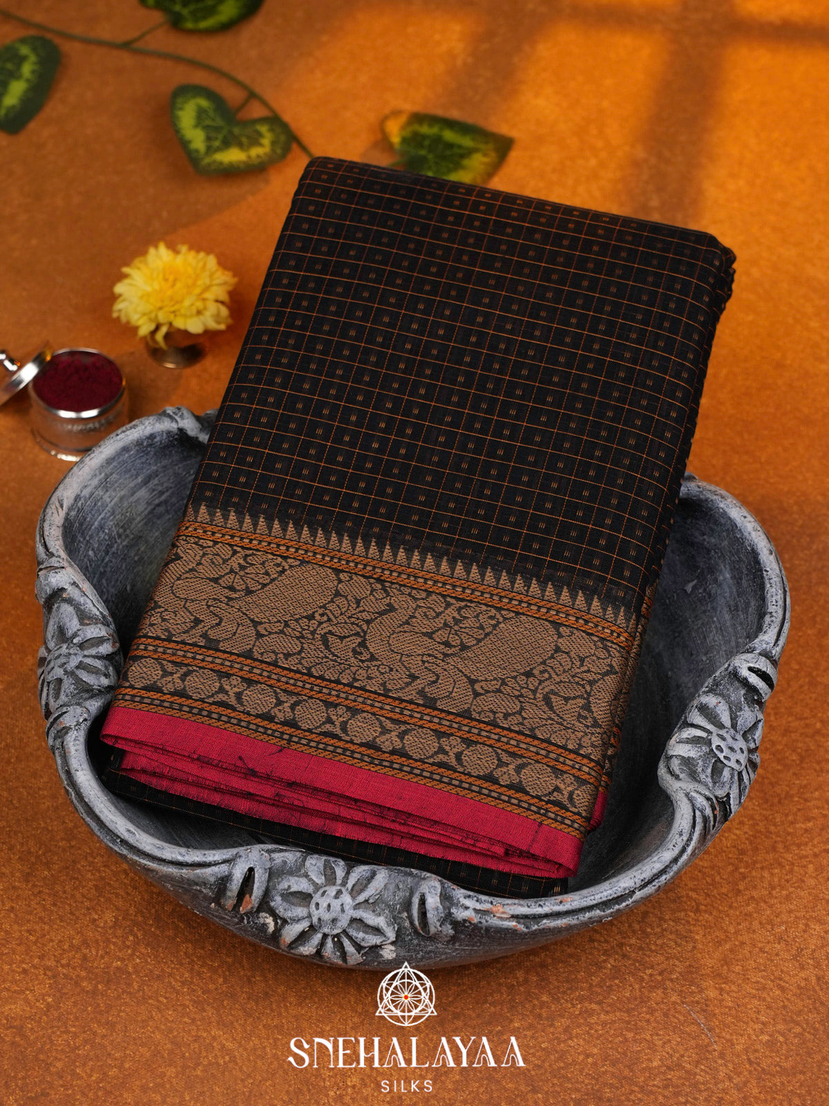 Black  Kanchi Cotton Saree
