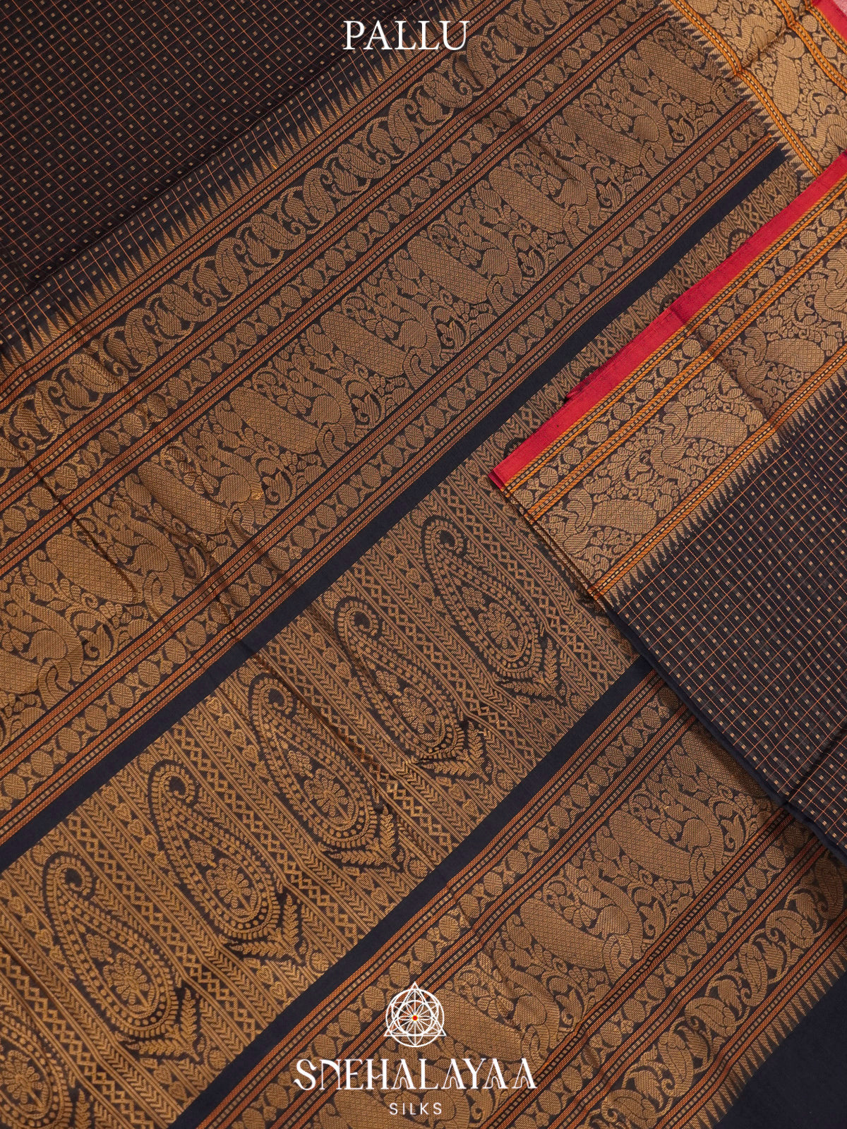 Black  Kanchi Cotton Saree