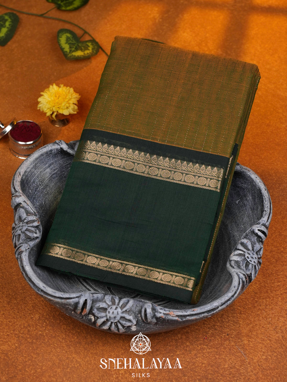 Olive Green  Kanchi Cotton Saree