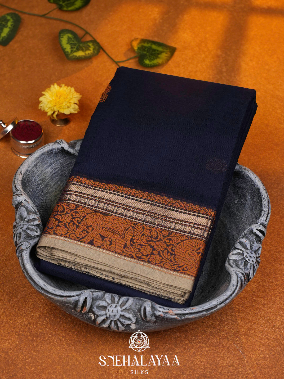 Navy Blue  Kanchi Cotton Saree