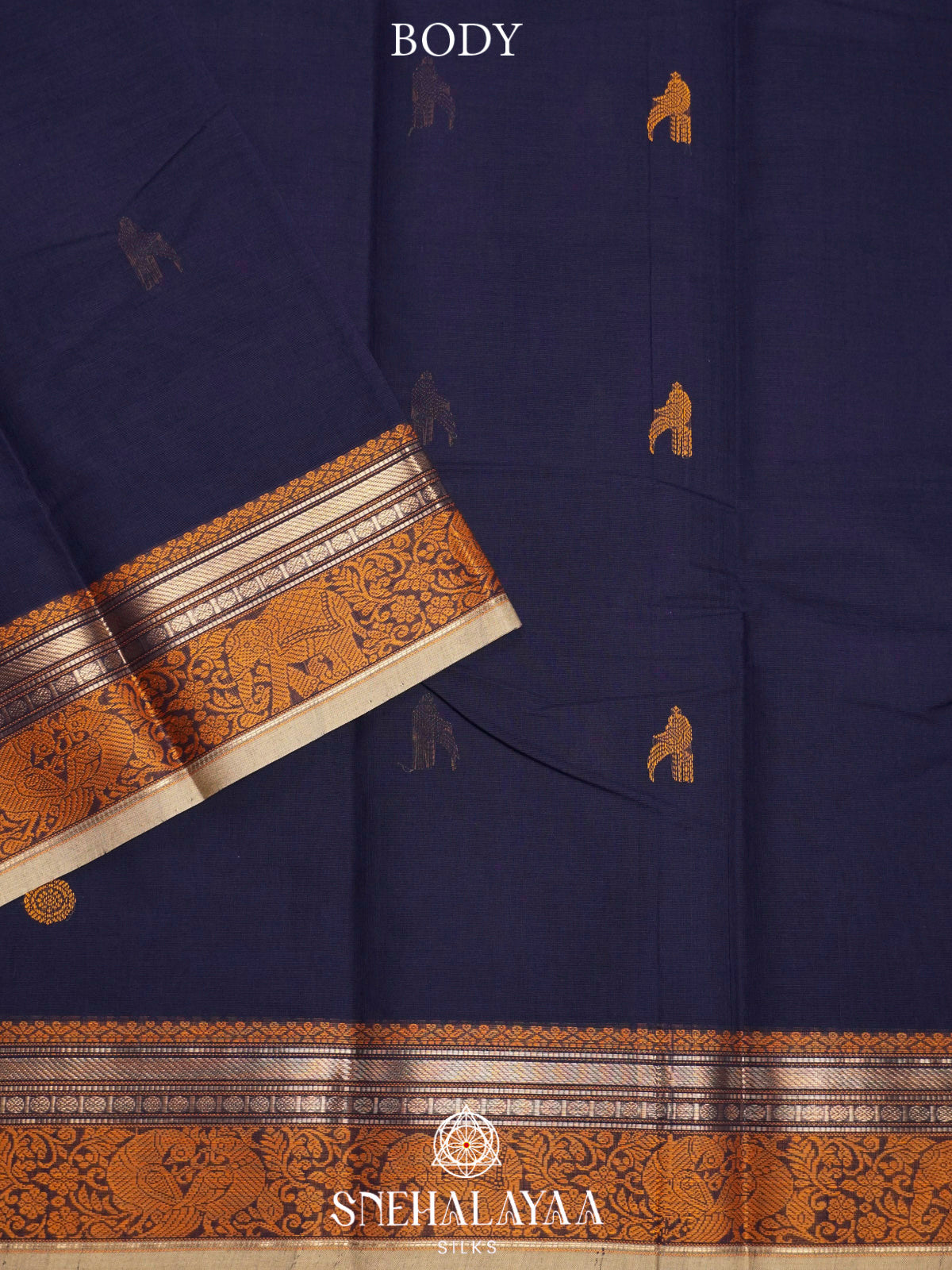 Navy Blue  Kanchi Cotton Saree