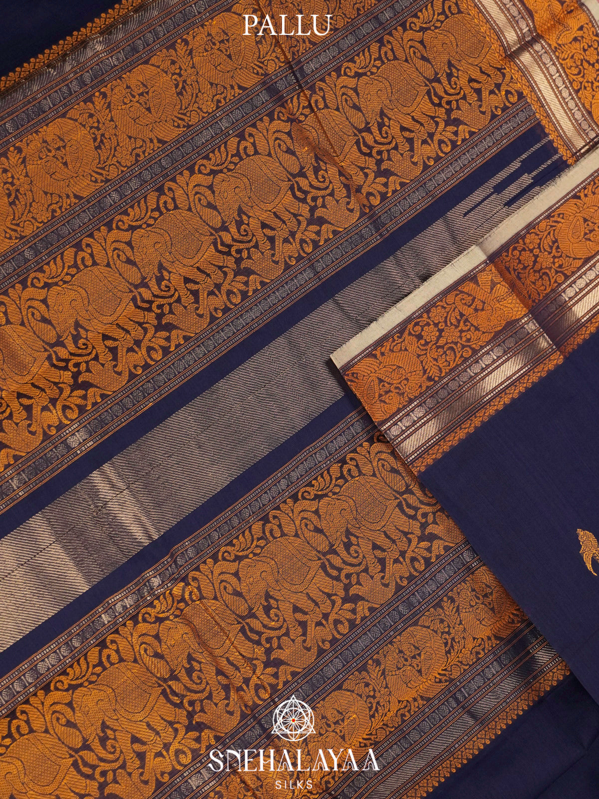 Navy Blue  Kanchi Cotton Saree