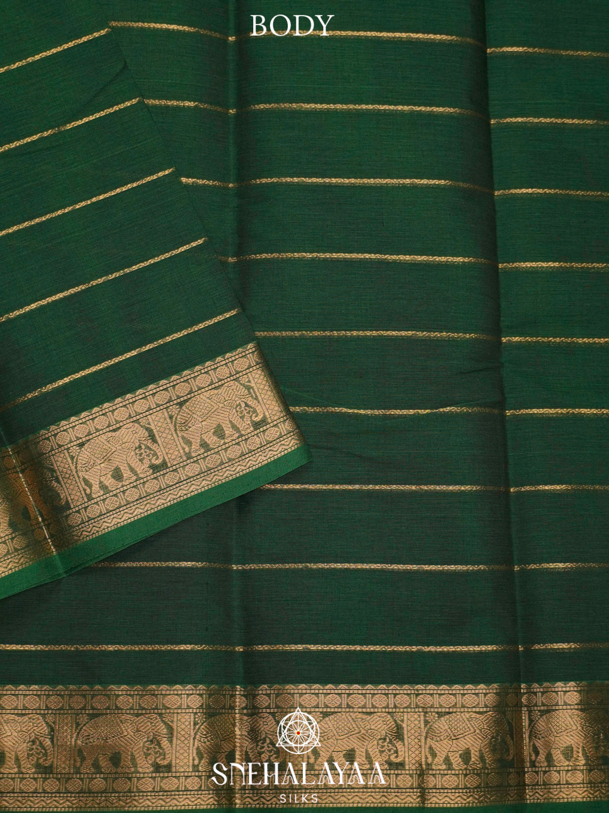 Bottle Green  Kanchi Cotton Saree