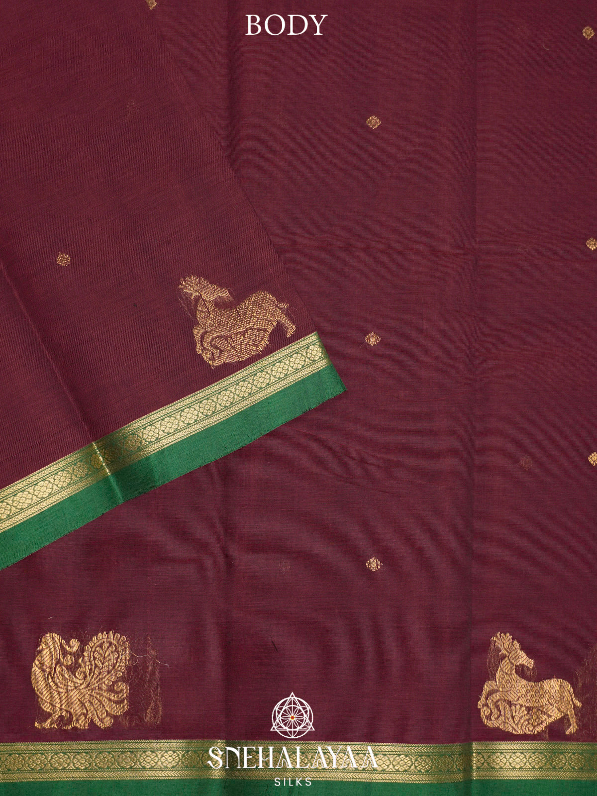 Wine  Kanchi Cotton Saree