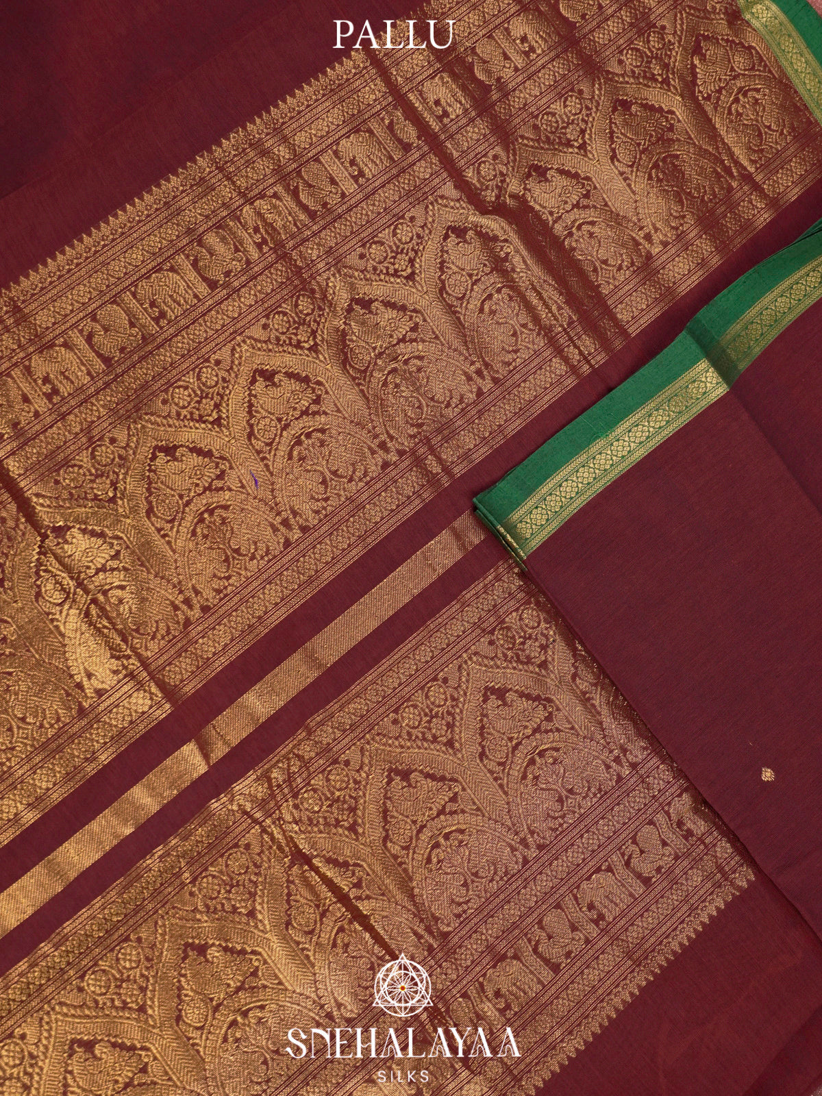 Wine  Kanchi Cotton Saree
