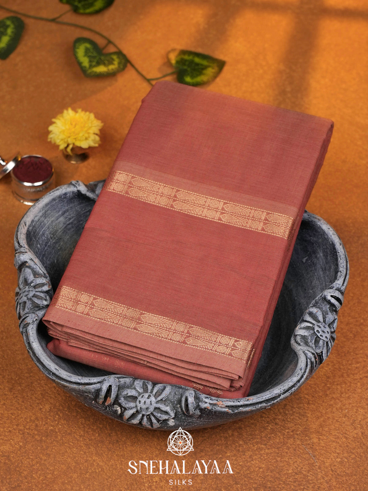 Peach  Kanchi Cotton Saree