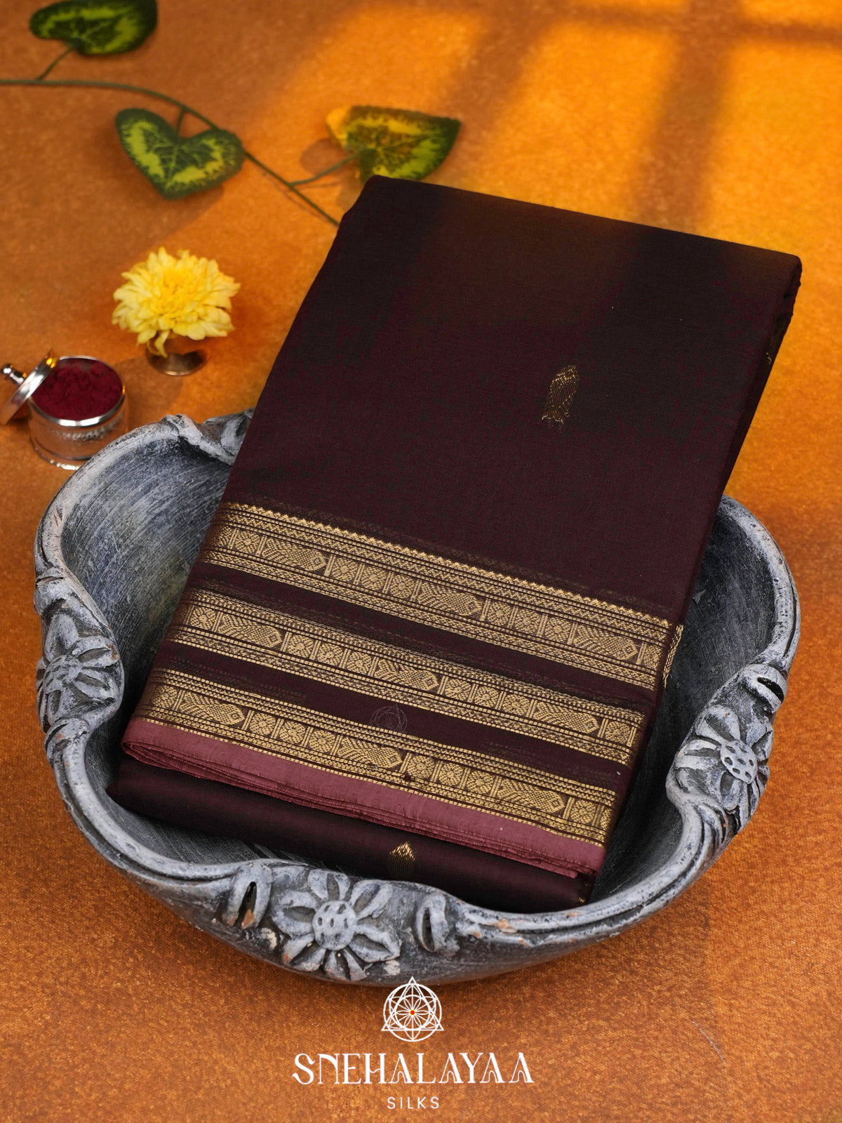 Brown  Kanchi Cotton Saree