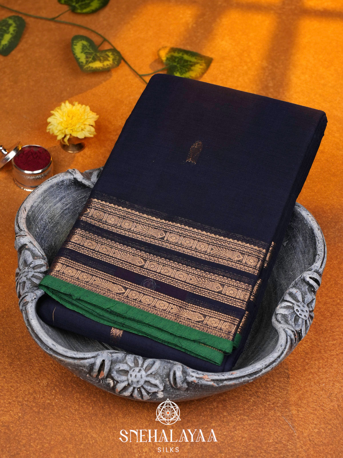 Navy Blue  Kanchi Cotton Saree
