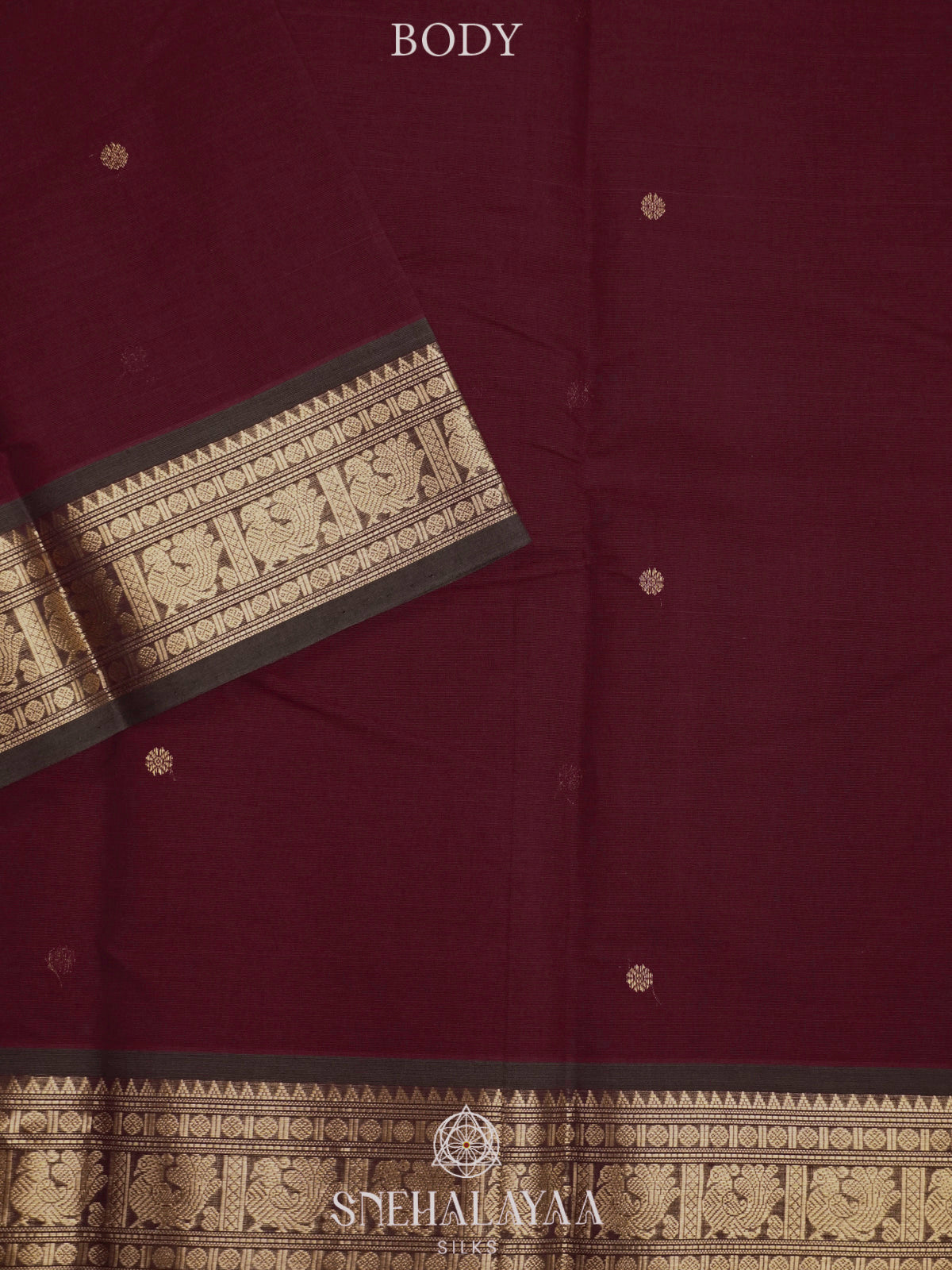 Wine  Kanchi Cotton Saree