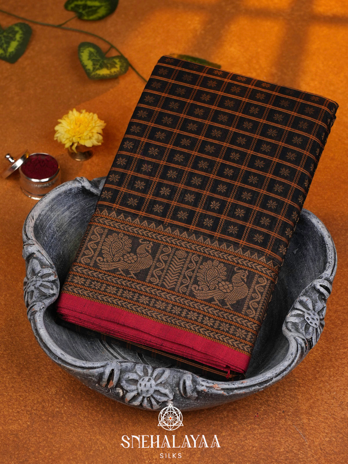 Black  Kanchi Cotton Saree