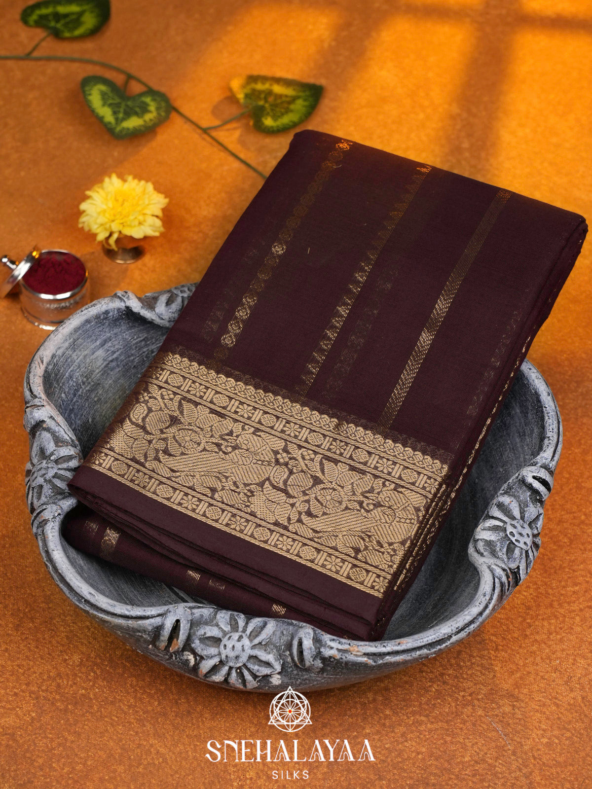 Coffee Brown  Kanchi Cotton Saree