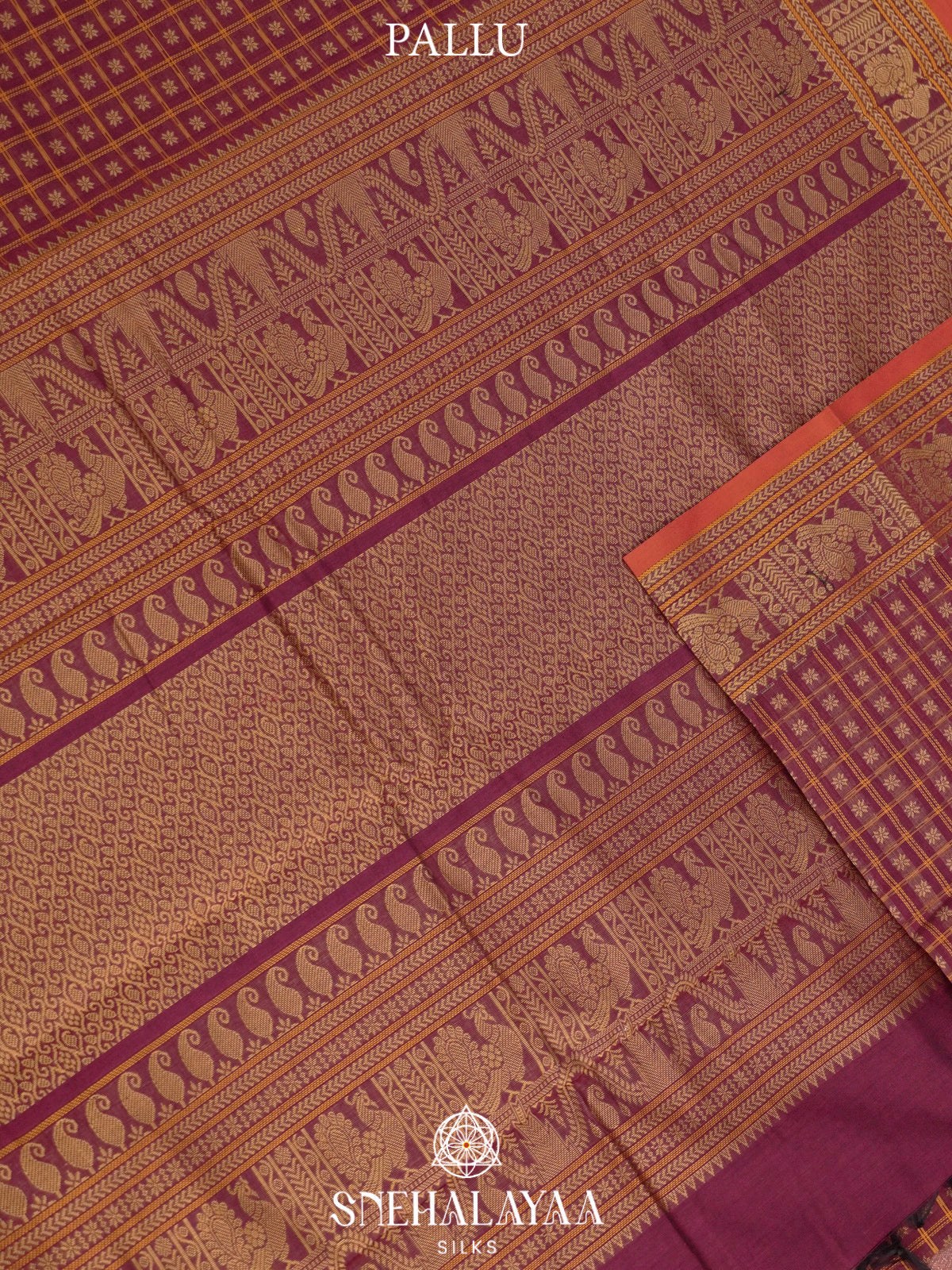 Magenta  Kanchi Cotton Saree