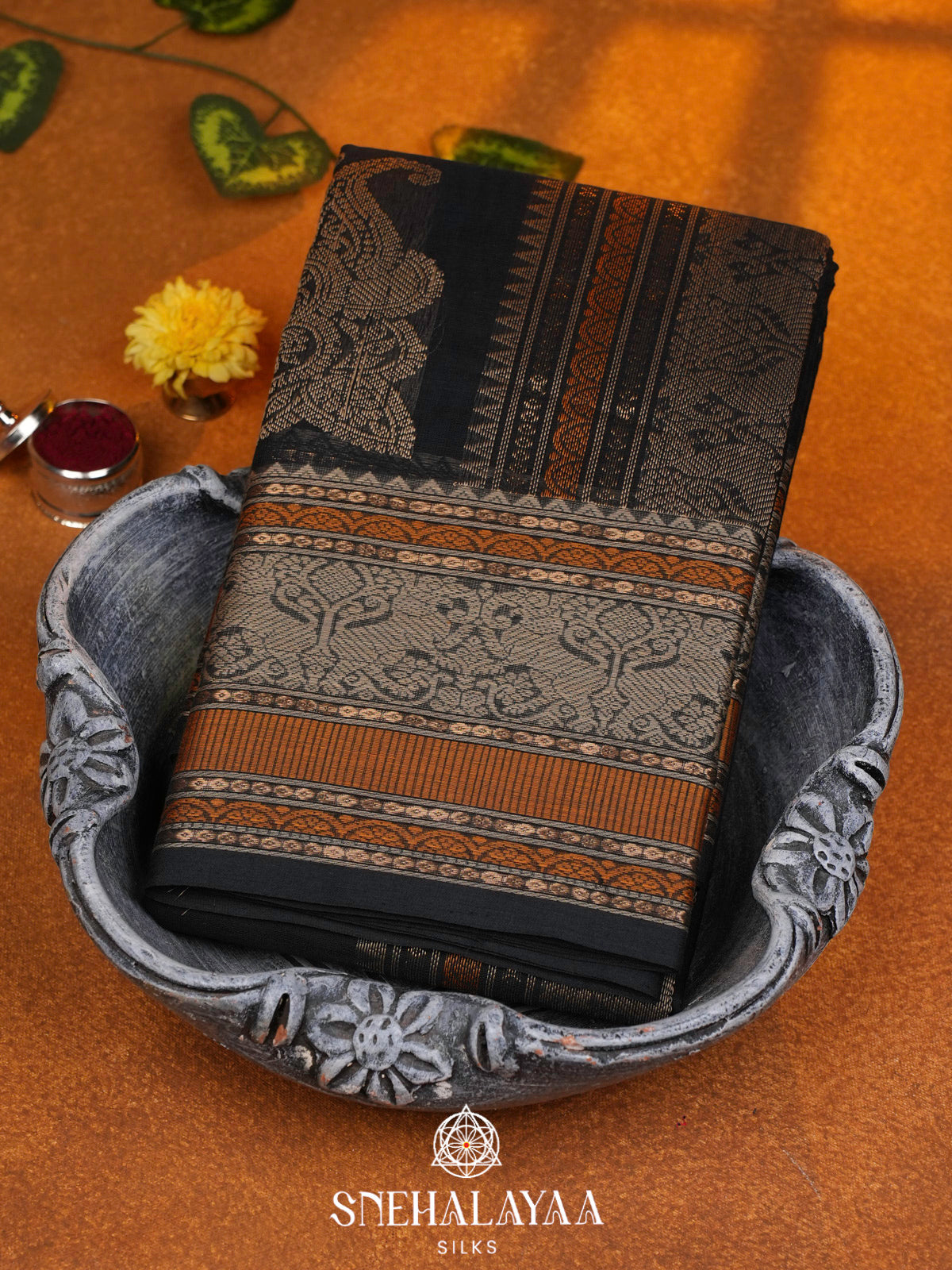 Black  Kanchi Cotton Saree