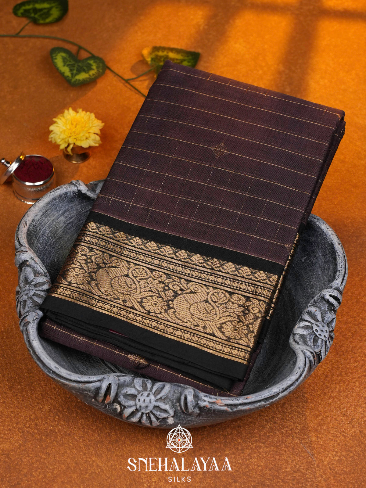 Brown  Kanchi Cotton Saree
